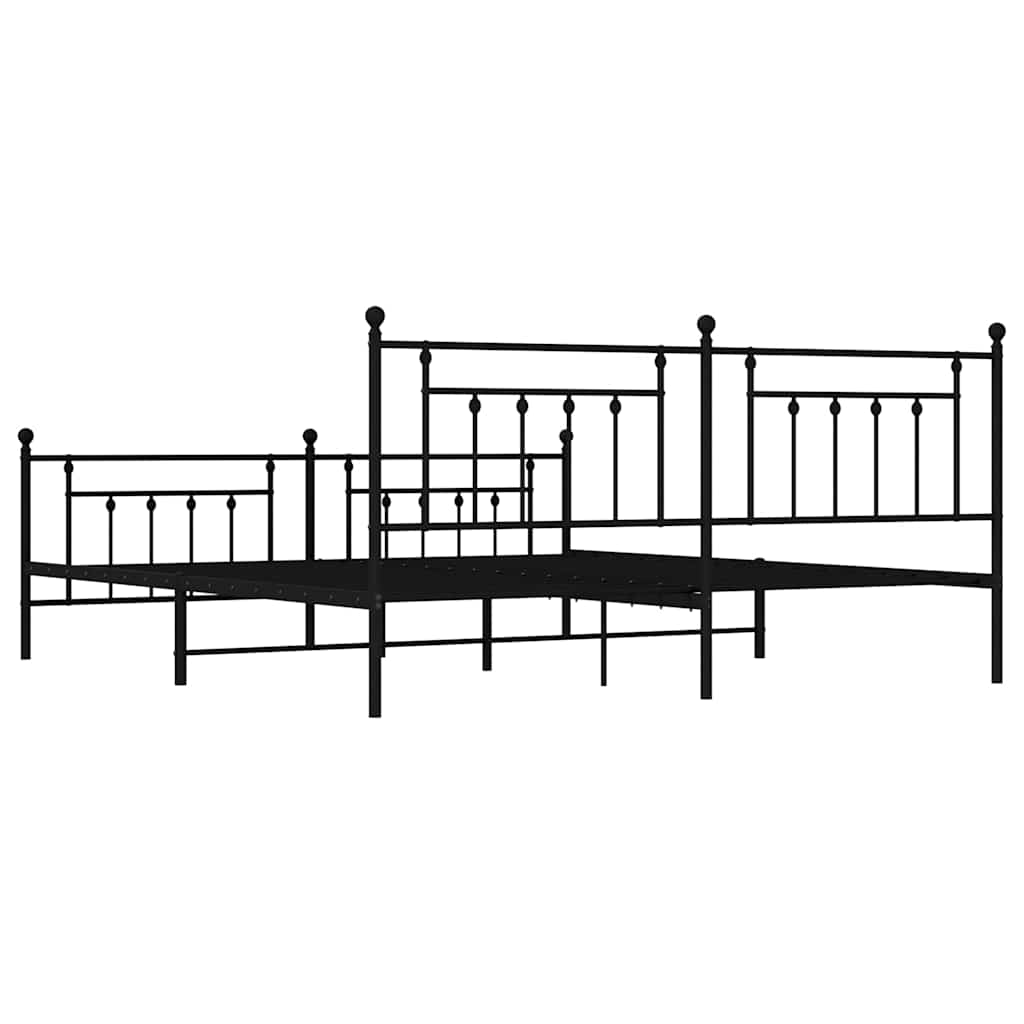 vidaXL Bed Frame | Black | Steel | Double | Bed Frame | Rectangular | Industrial