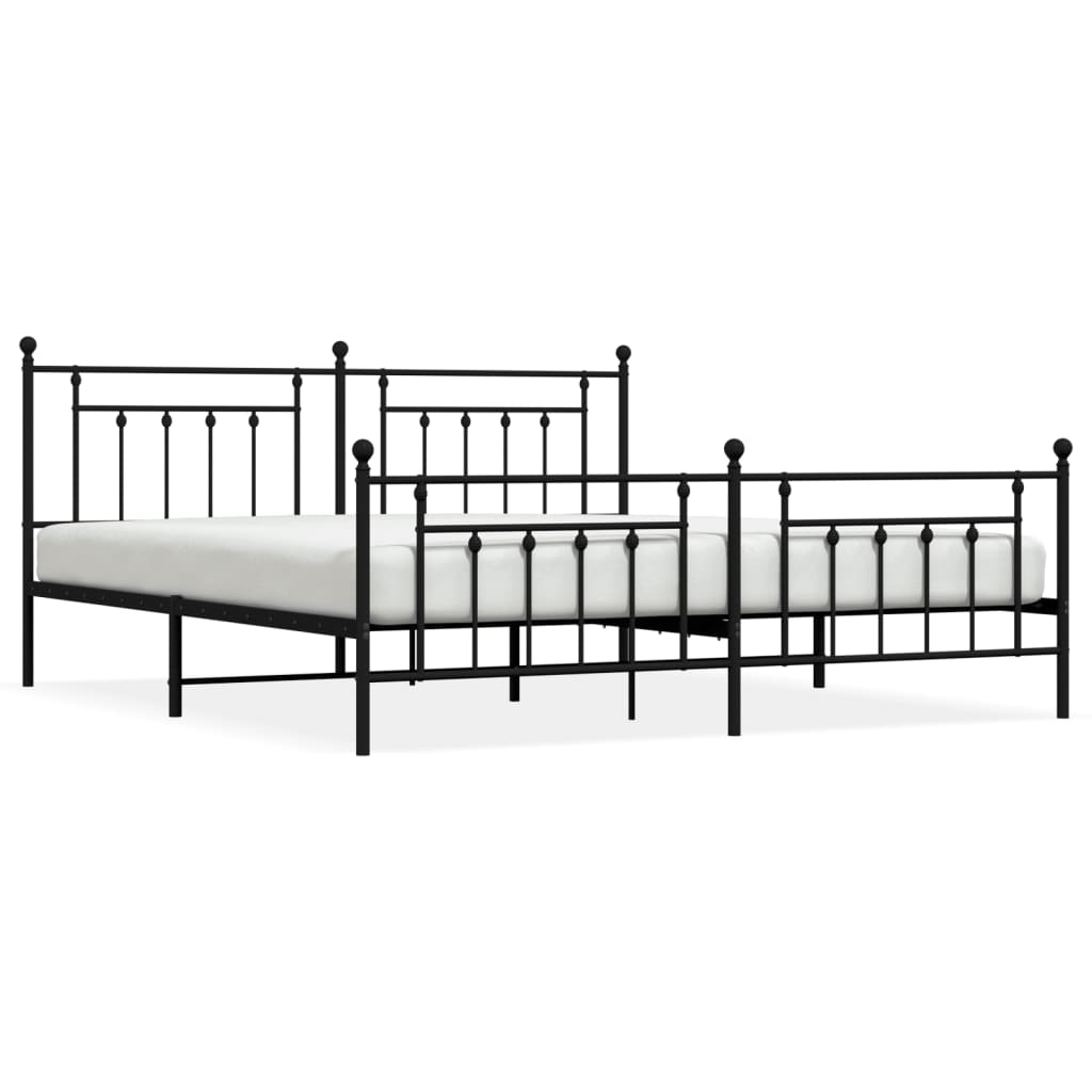 vidaXL Bed Frame | Black | Powder-Coated Steel | 200x200 cm | Bed Frame