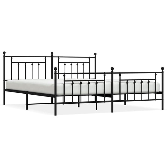 vidaXL Bed Frame | Black | Powder-Coated Steel | 200x200 cm | Bed Frame