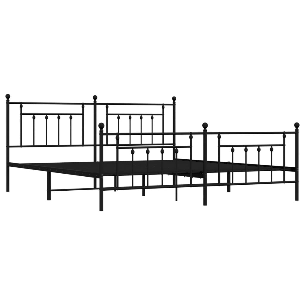vidaXL Bed Frame | Black | Powder-Coated Steel | 200x200 cm | Bed Frame