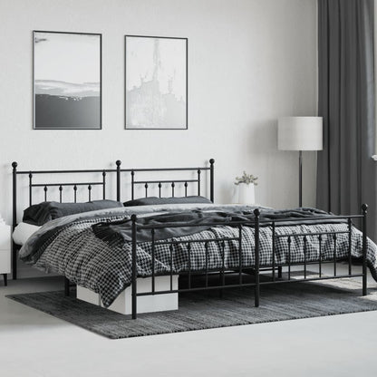vidaXL Bed Frame | Black | Powder-Coated Steel | 200x200 cm | Bed Frame