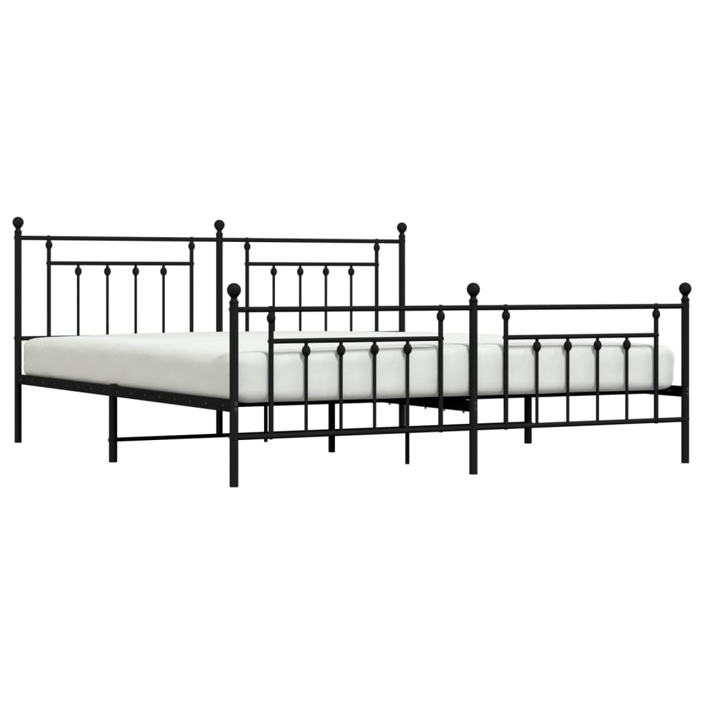 vidaXL Bed Frame | Black | Powder-Coated Steel | 200x200 cm | Bed Frame