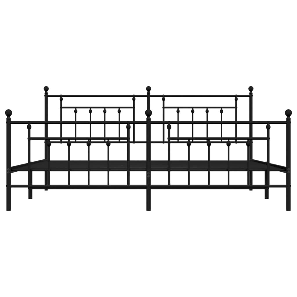 vidaXL Bed Frame | Black | Powder-Coated Steel | 200x200 cm | Bed Frame