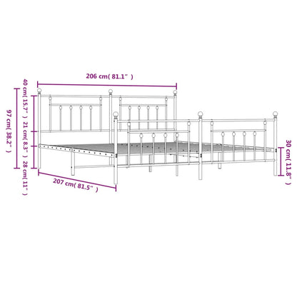 vidaXL Bed Frame | Black | Powder-Coated Steel | 200x200 cm | Bed Frame