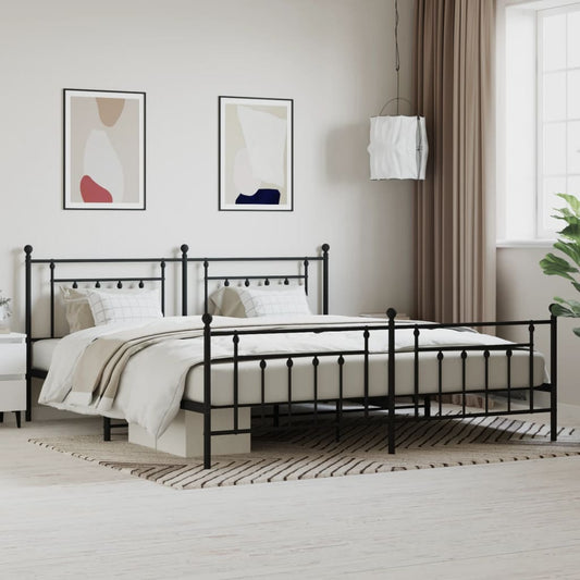 vidaXL Bed Frame | Black | Powder-Coated Steel | 200x200 cm | Bed Frame