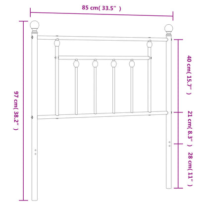 vidaXL Metal Replace Headboard Black 80 cm