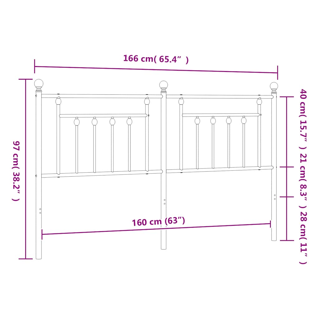vidaXL Metal Replace Headboard Black 160 cm
