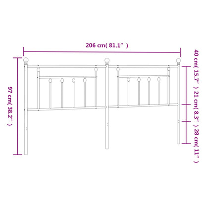 vidaXL Metal Replace Headboard Black 200 cm