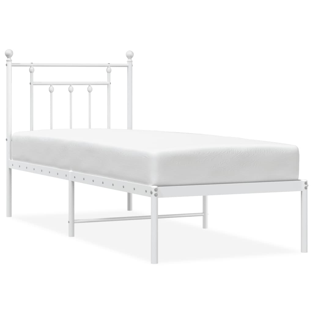 vidaXL Bed Frame | White | Powder-Coated Steel | Small Single | Bed Frame