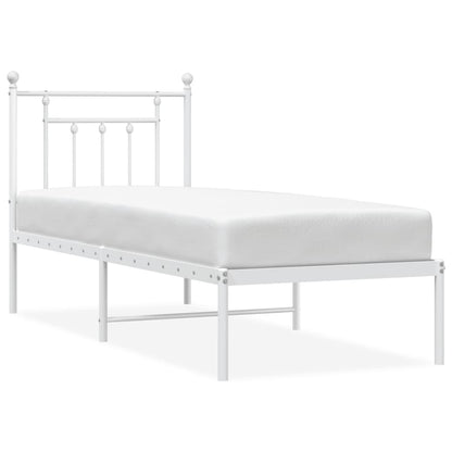 vidaXL Bed Frame | White | Powder-Coated Steel | Small Single | Bed Frame