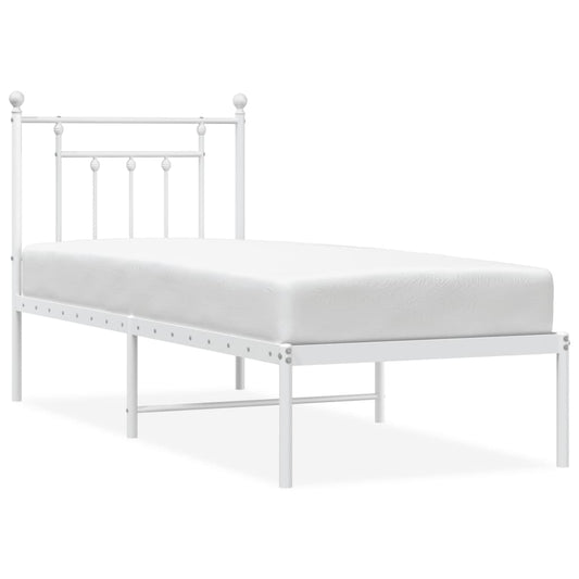 vidaXL Bed Frame | White | Powder-Coated Steel | Small Single | Bed Frame