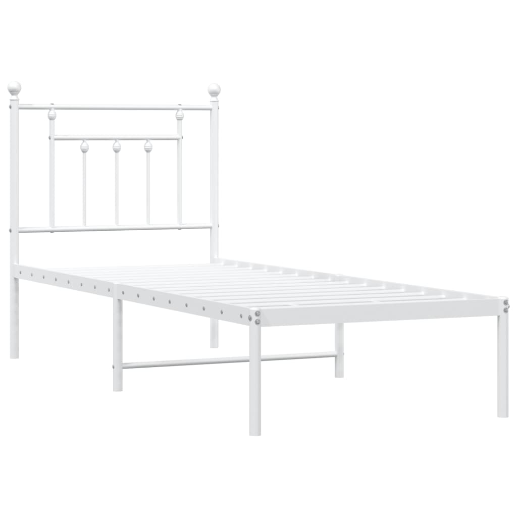 vidaXL Bed Frame | White | Powder-Coated Steel | Small Single | Bed Frame