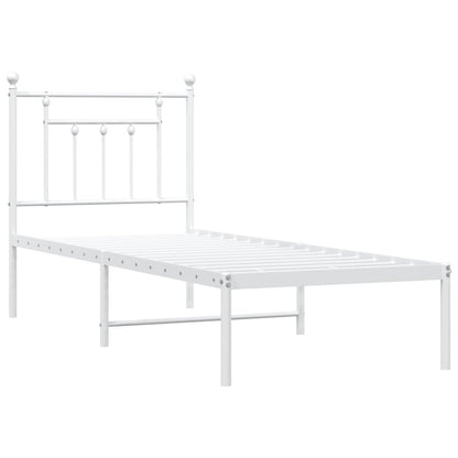 vidaXL Bed Frame | White | Powder-Coated Steel | Small Single | Bed Frame