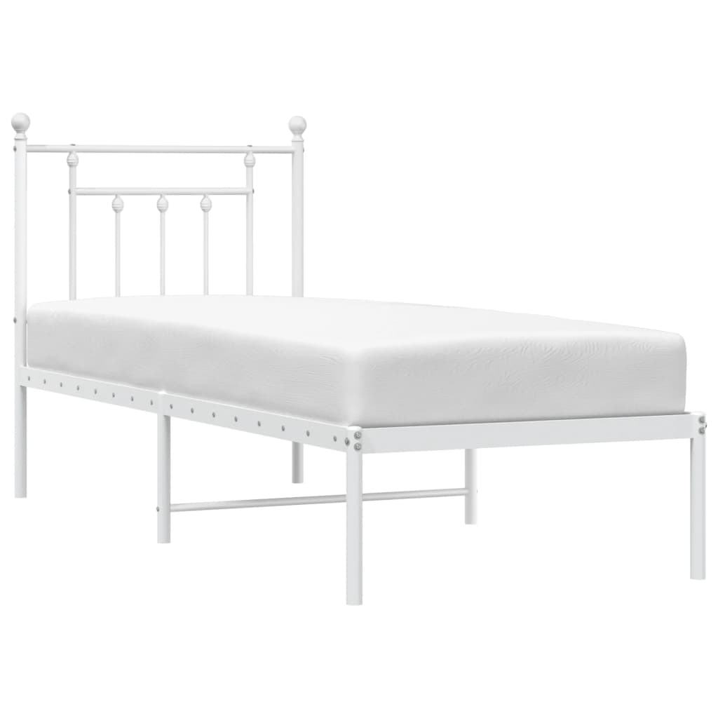 vidaXL Bed Frame | White | Powder-Coated Steel | Small Single | Bed Frame