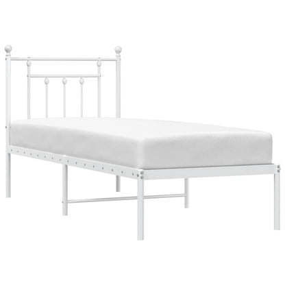 vidaXL Bed Frame | White | Powder-Coated Steel | Small Single | Bed Frame