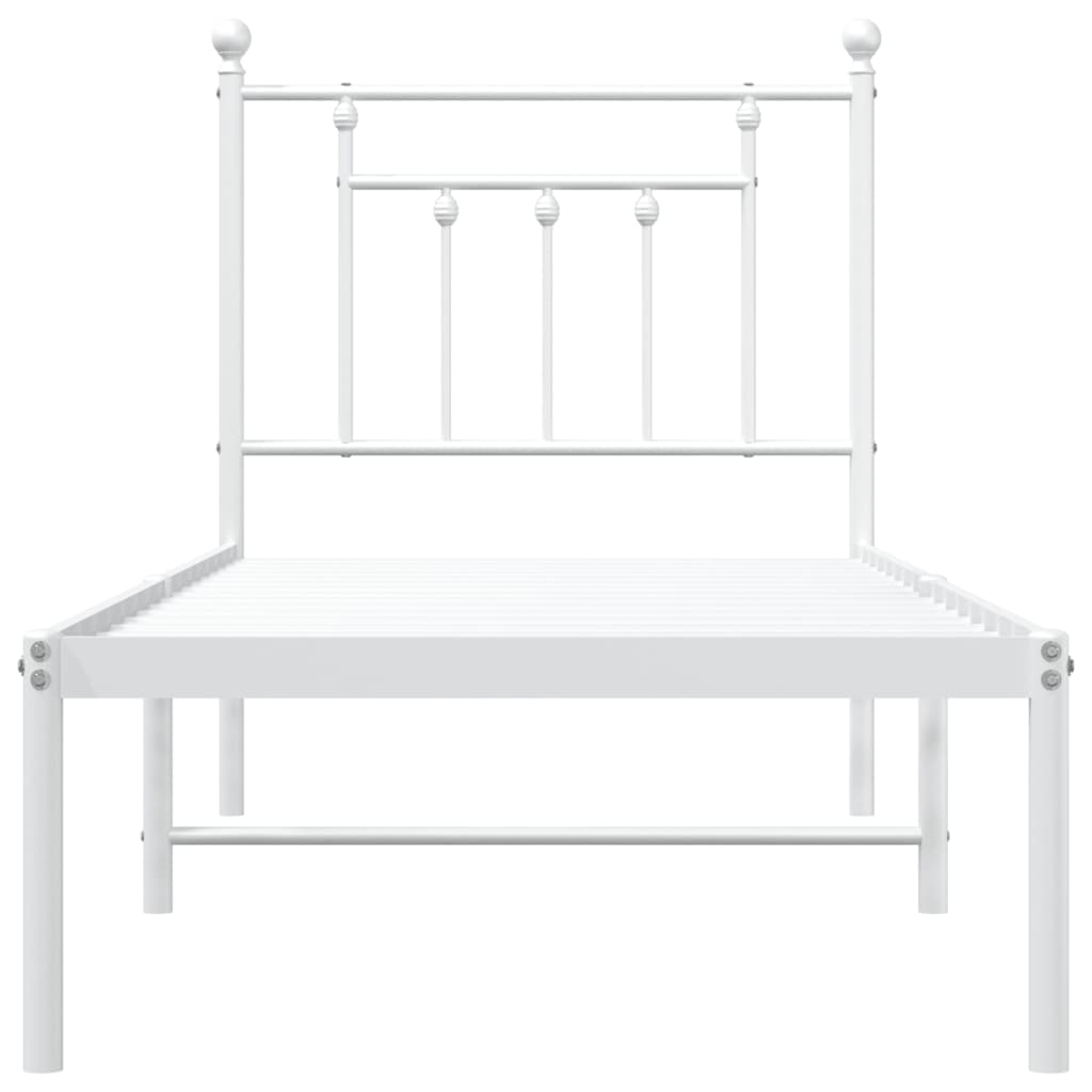 vidaXL Bed Frame | White | Powder-Coated Steel | Small Single | Bed Frame