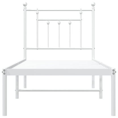 vidaXL Bed Frame | White | Powder-Coated Steel | Small Single | Bed Frame