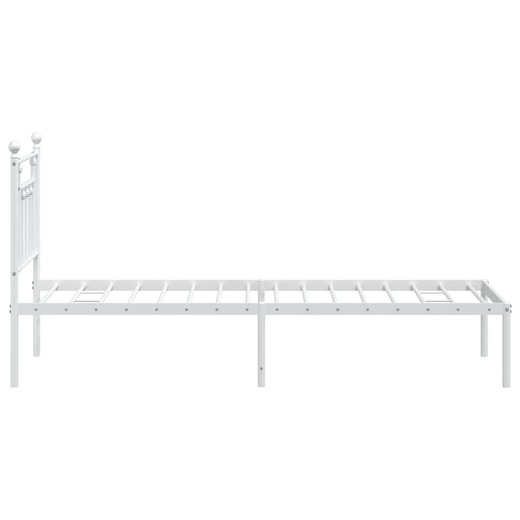 vidaXL Bed Frame | White | Powder-Coated Steel | Small Single | Bed Frame
