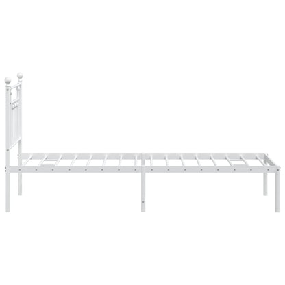 vidaXL Bed Frame | White | Powder-Coated Steel | Small Single | Bed Frame