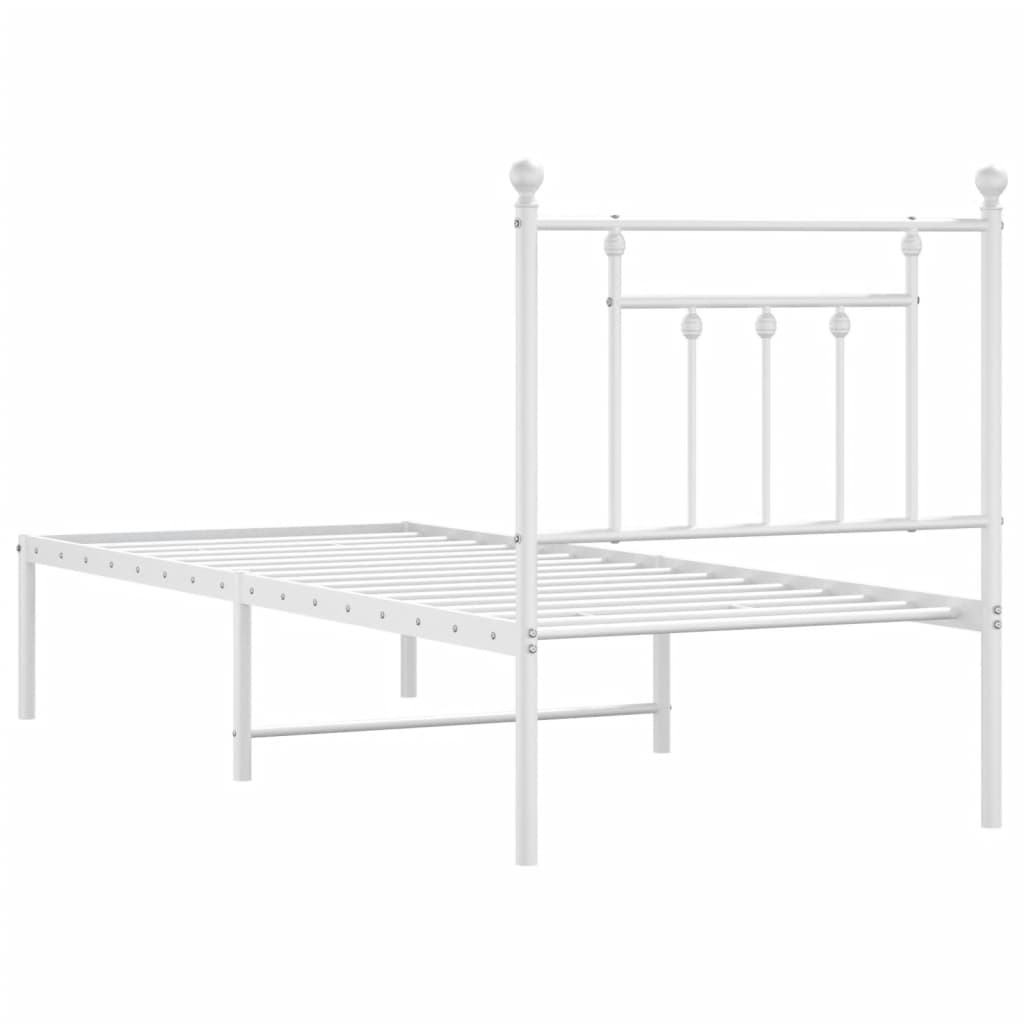 vidaXL Bed Frame | White | Powder-Coated Steel | Small Single | Bed Frame