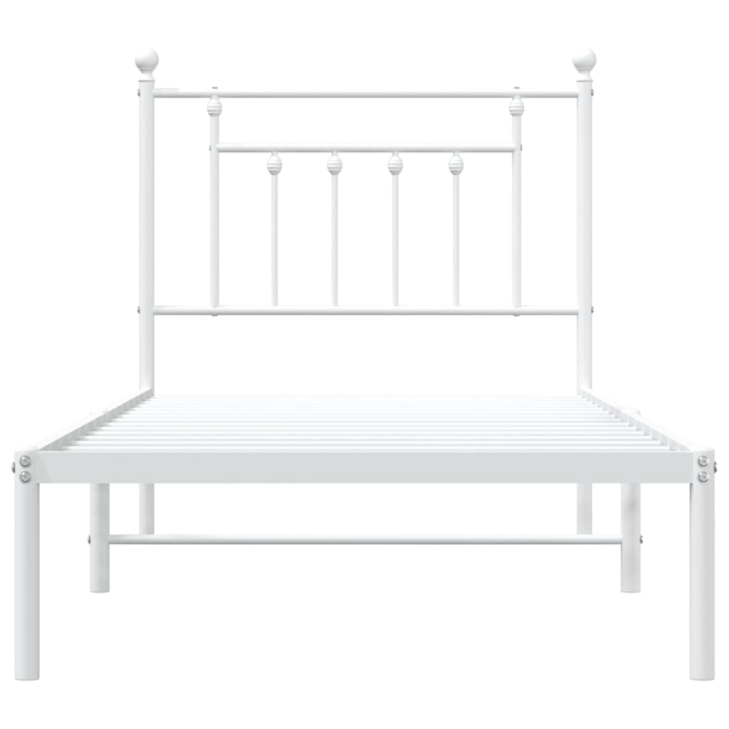 vidaXL Metal Bed Frame without Mattress with Headboard White 80x200cm