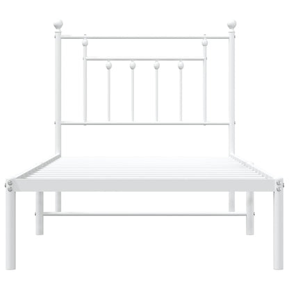 vidaXL Metal Bed Frame without Mattress with Headboard White 80x200cm