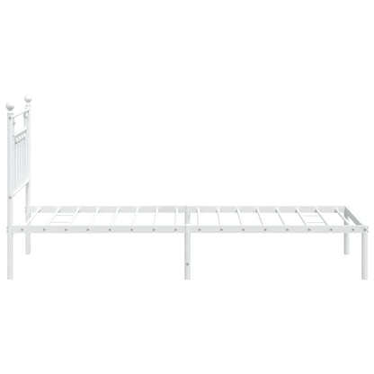 vidaXL Metal Bed Frame without Mattress with Headboard White 80x200cm