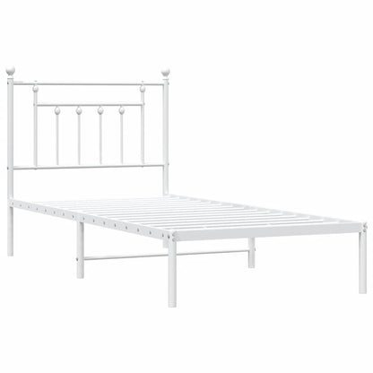vidaXL Bed Frame | White | Powder-Coated Steel | Single | Bed Frame