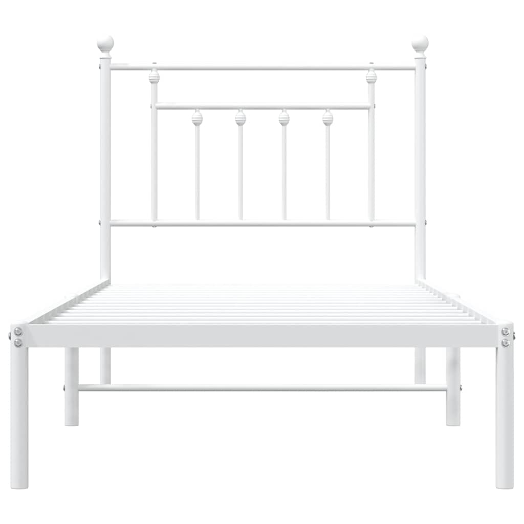 vidaXL Bed Frame | White | Powder-Coated Steel | Single | Bed Frame