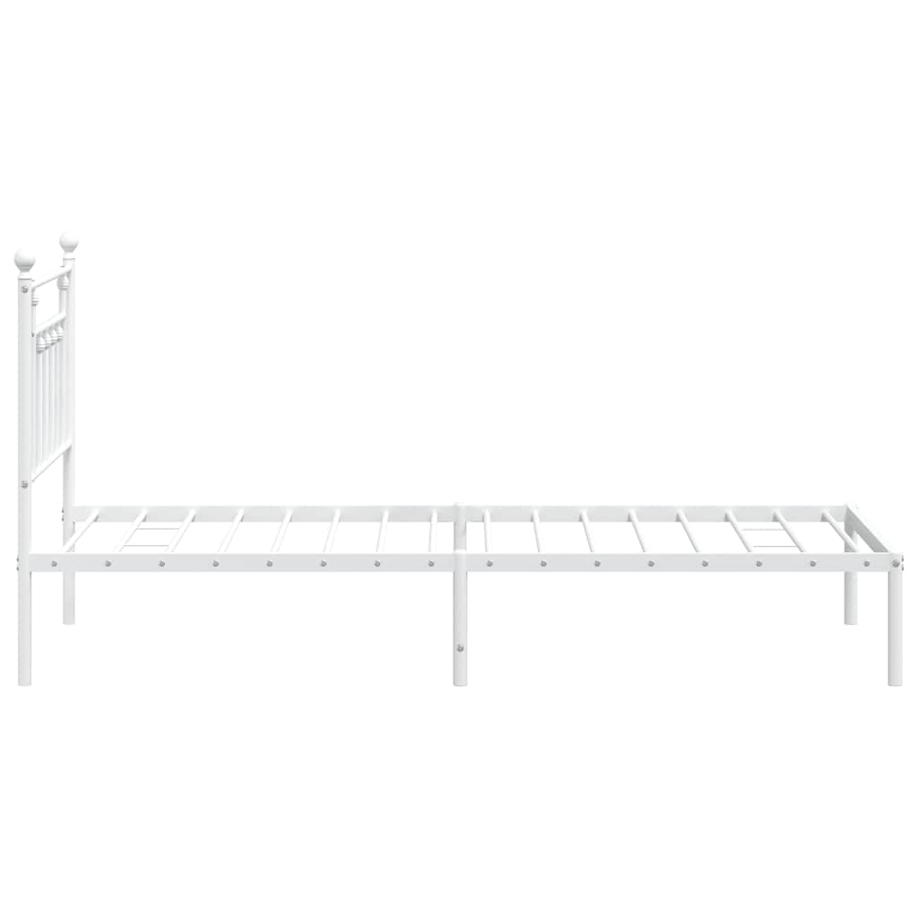 vidaXL Bed Frame | White | Powder-Coated Steel | Single | Bed Frame