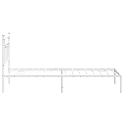 vidaXL Bed Frame | White | Powder-Coated Steel | Single | Bed Frame
