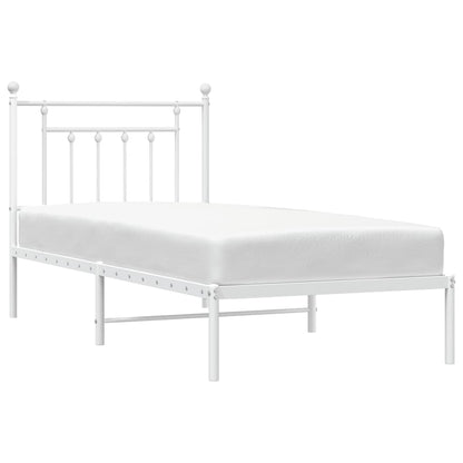 vidaXL Bed Frame | White | Powder-Coated Steel | Single | Bed Frame