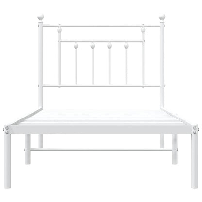 vidaXL Bed Frame | White | Powder-Coated Steel | Single | Bed Frame