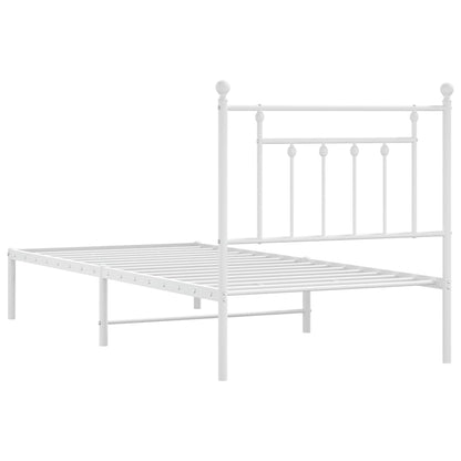 vidaXL Bed Frame | White | Powder-Coated Steel | Single | Bed Frame