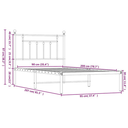 vidaXL Bed Frame | White | Powder-Coated Steel | Single | Bed Frame