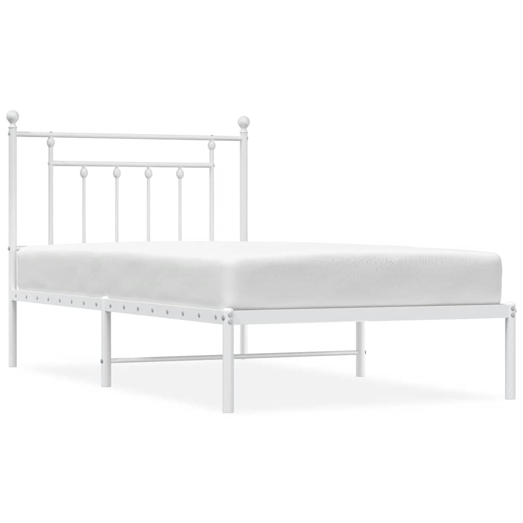 vidaXL Bed Frame | White | Powder-Coated Steel | Single | Bed Frame