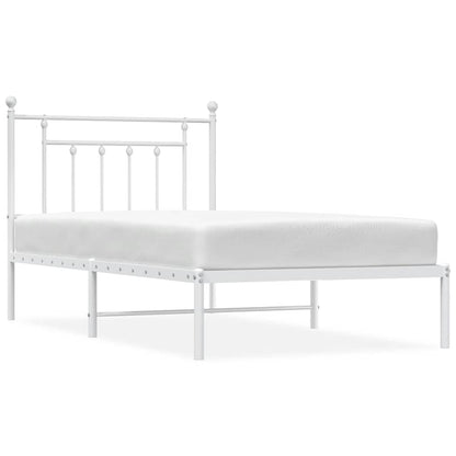 vidaXL Bed Frame | White | Powder-Coated Steel | Single | Bed Frame