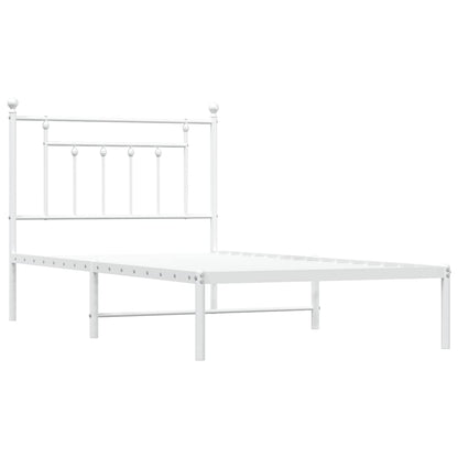 vidaXL Bed Frame | White | Powder-Coated Steel | Single | Bed Frame
