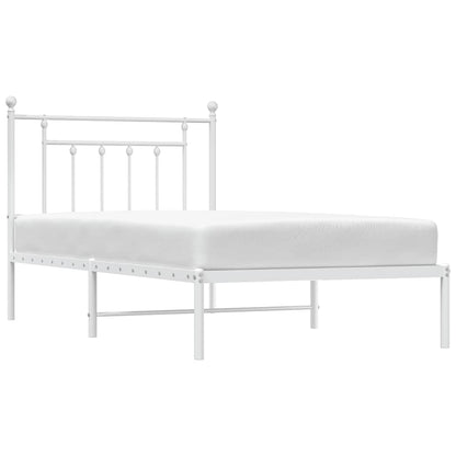 vidaXL Bed Frame | White | Powder-Coated Steel | Single | Bed Frame