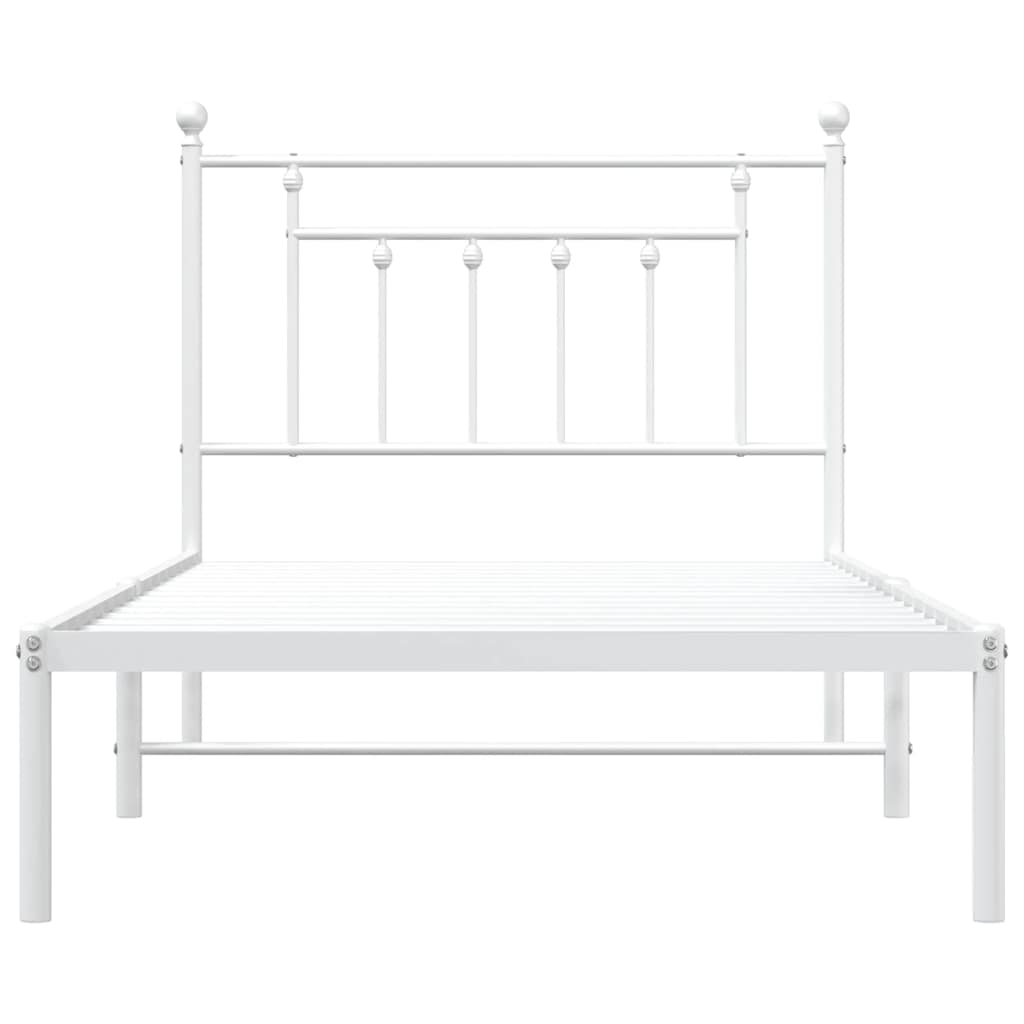 vidaXL Bed Frame | White | Powder-Coated Steel | Single | Bed Frame