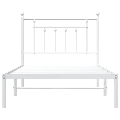 vidaXL Bed Frame | White | Powder-Coated Steel | Single | Bed Frame