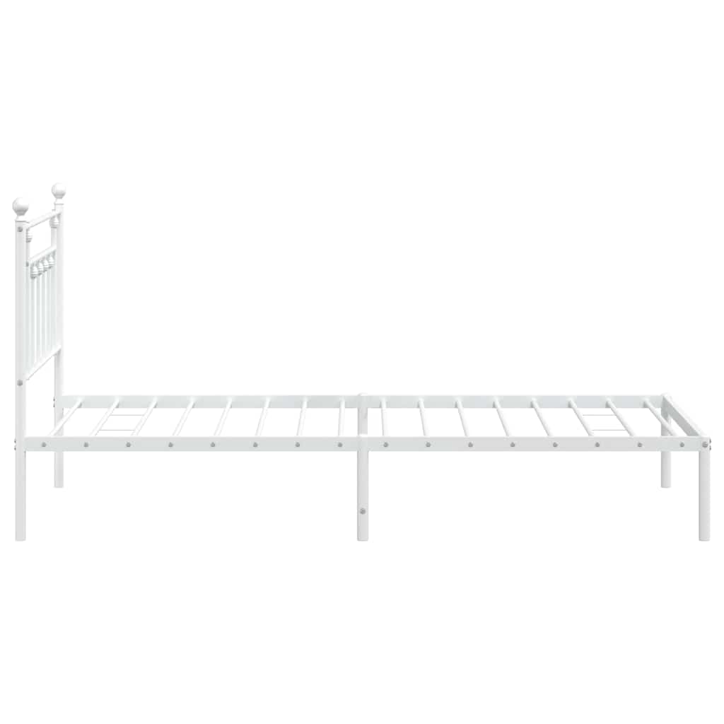 vidaXL Bed Frame | White | Powder-Coated Steel | Single | Bed Frame