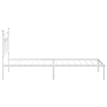 vidaXL Bed Frame | White | Powder-Coated Steel | Single | Bed Frame