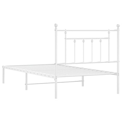 vidaXL Bed Frame | White | Powder-Coated Steel | Single | Bed Frame