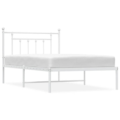 vidaXL Bed Frame | White | Powder-Coated Steel | Single | Bed Frame