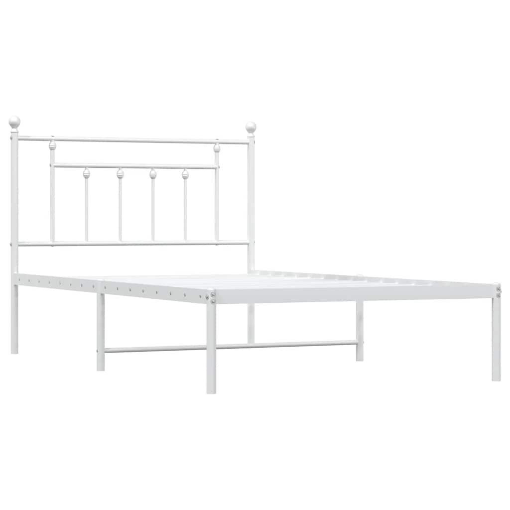 vidaXL Bed Frame | White | Powder-Coated Steel | Single | Bed Frame