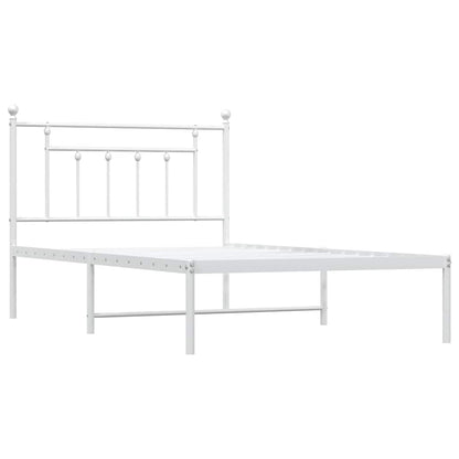 vidaXL Bed Frame | White | Powder-Coated Steel | Single | Bed Frame