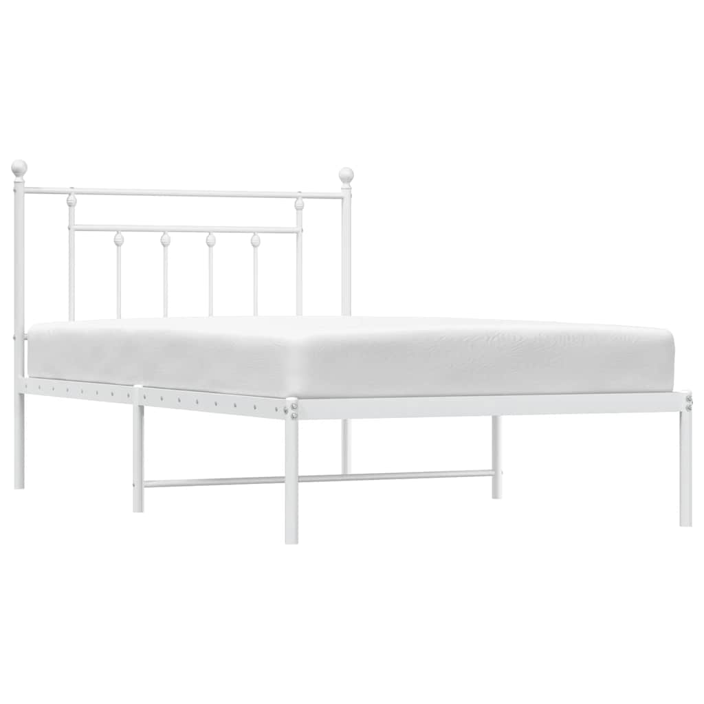 vidaXL Bed Frame | White | Powder-Coated Steel | Single | Bed Frame