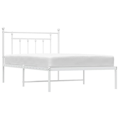 vidaXL Bed Frame | White | Powder-Coated Steel | Single | Bed Frame