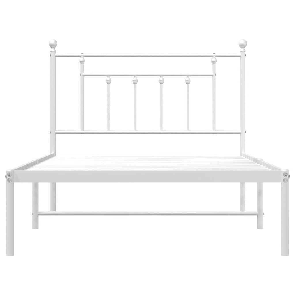 vidaXL Bed Frame | White | Powder-Coated Steel | Single | Bed Frame